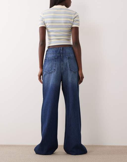 ASOS DESIGN pull on wide leg jean in mid wash blue, 2 of 5