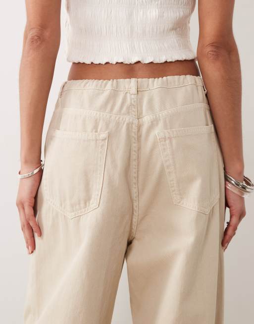 ASOS DESIGN pull on wide leg jean in stone wash, 5 of 5
