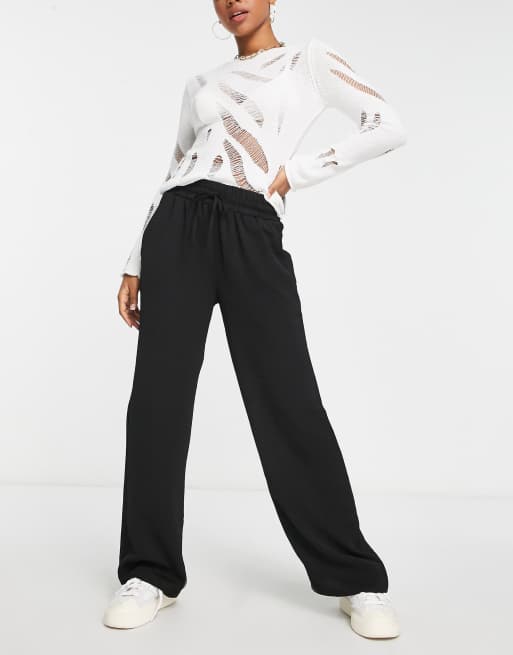 ASOS DESIGN pull on wide leg pants in black | ASOS