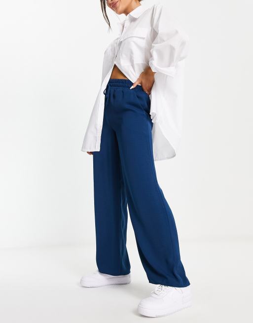 ASOS DESIGN Petite slouchy straight leg pants in navy