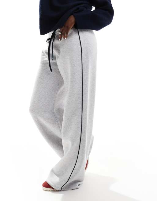 ASOS DESIGN pull on wide leg sweatpants with side stripe in