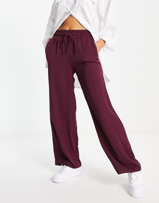 ASOS DESIGN pull on wide leg trouser in plum | ASOS