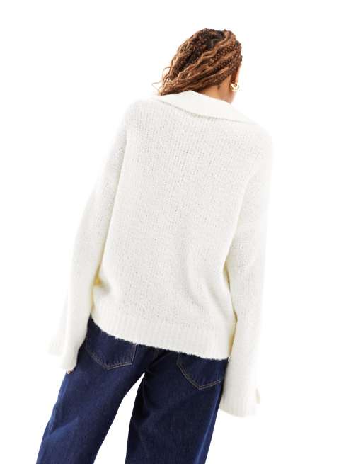 ASOS DESIGN - Pull oversize à col - Crème, 2 de 4