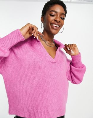 Pulls Pull oversize à col ouvert - Rose