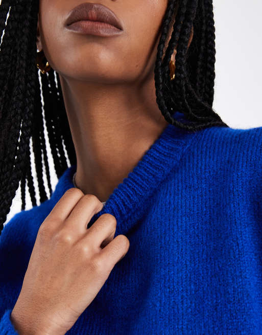 ASOS DESIGN - Pull oversize à col ras de cou et ourlet arrondi - Bleu foncé, 2 de 4