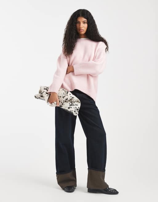 ASOS DESIGN - Pull oversize à col ras de cou et ourlet arrondi - Lilas pâle, 3 de 4