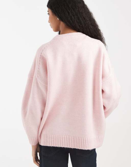 ASOS DESIGN - Pull oversize à col ras de cou et ourlet arrondi - Lilas pâle, 4 de 4