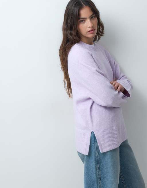 ASOS DESIGN pull oversize à manches raglan avec fentes sur les côtés en lilas, 5 de 5