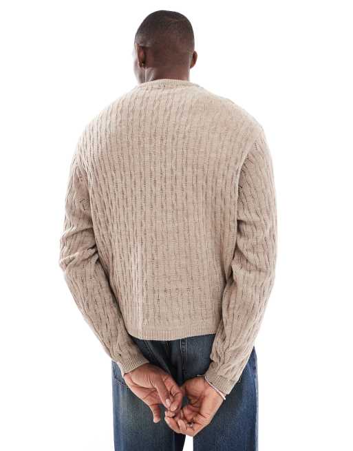 ASOS DESIGN - Pull oversize coupe carrée en maille gaufrée - Écru , 2 de 4