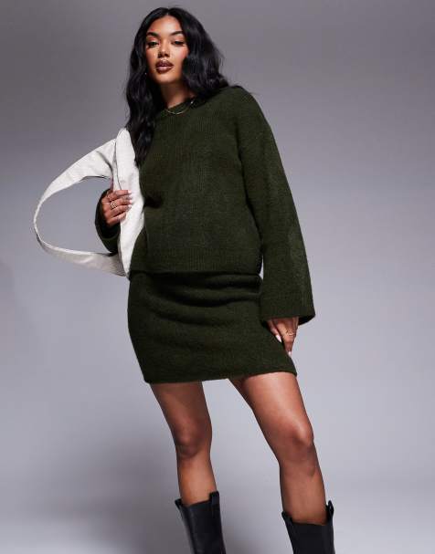 ASOS DESIGN - Pull oversize duveteux d'ensemble à manches amples - Kaki - view 1