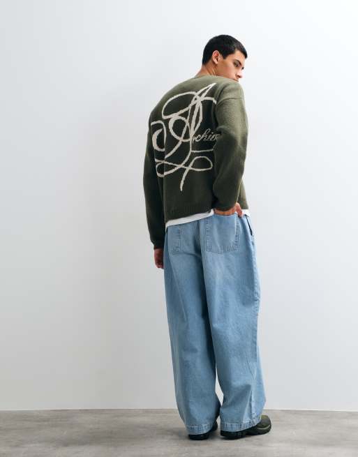 ASOS DESIGN pull oversize en maille à col rond avec détail imprimé au dos, 4 de 5