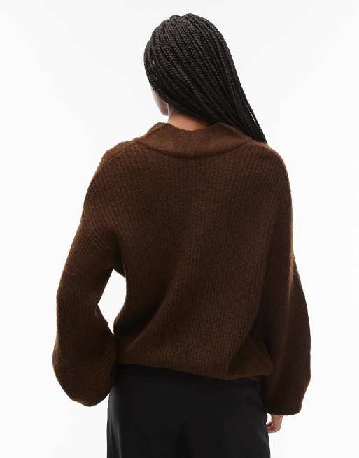 ASOS DESIGN - Pull oversize en maille à col V - Marron, 2 de 4