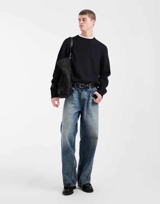 ASOS DESIGN - Pull oversize en maille à imprimé New York - Bleu marine, 4 de 5