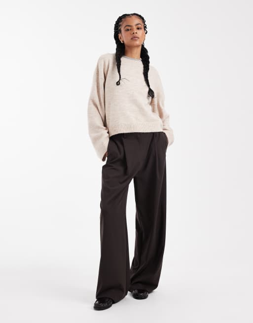 ASOS DESIGN - Pull oversize en maille à manches amples - Grège, 2 de 4