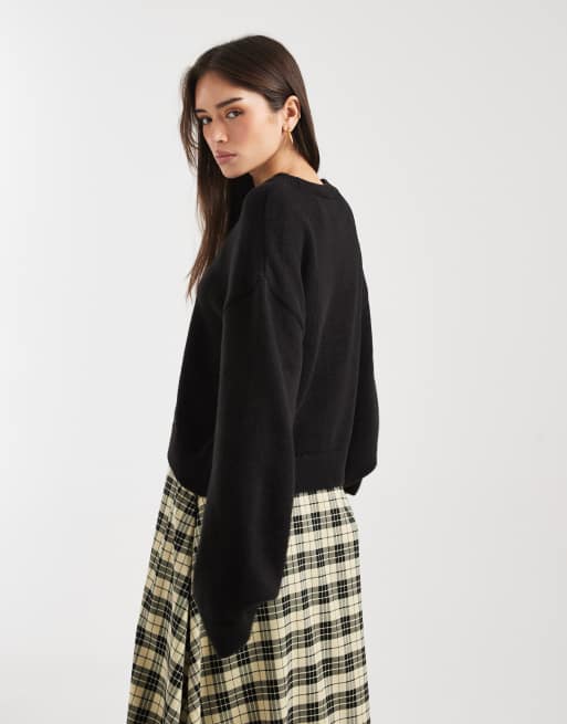 ASOS DESIGN - Pull oversize en maille à manches amples - Noir, 4 de 4