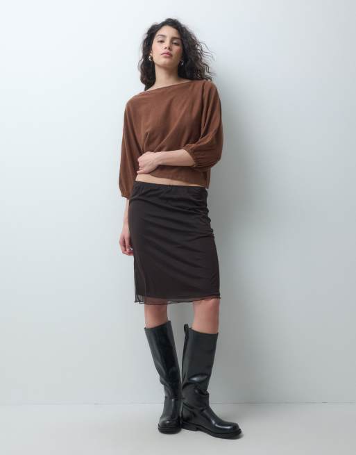 ASOS DESIGN pull oversize en maille à manches blouson marron chocolat, 4 de 4