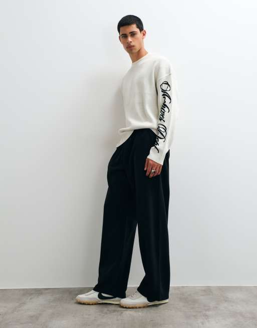 ASOS DESIGN pull oversize en maille avec détail aux manches en blanc, 4 de 5