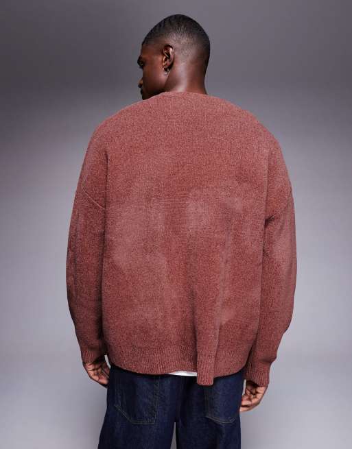 ASOS DESIGN - Pull oversize en maille chenille à imprimé Maurier 80 - Rouge , 3 de 5