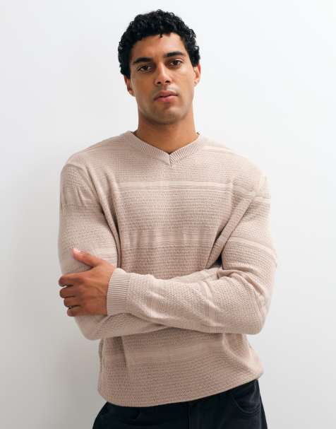 ASOS DESIGN pull oversize en maille col V beige - view 1