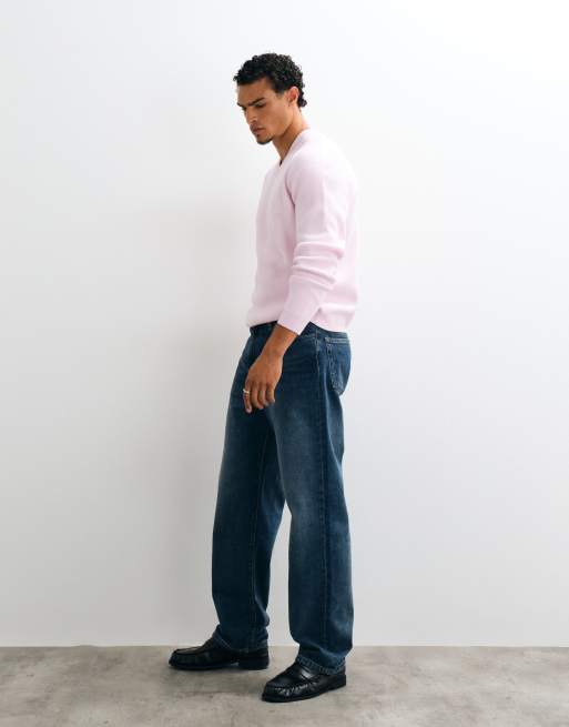 ASOS DESIGN pull oversize en maille col V rose pâle, 3 de 5