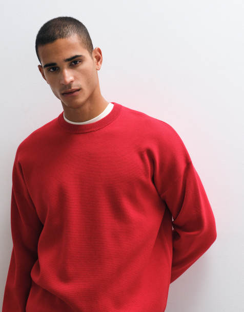 ASOS DESIGN pull oversize en maille compacte rouge - view 1