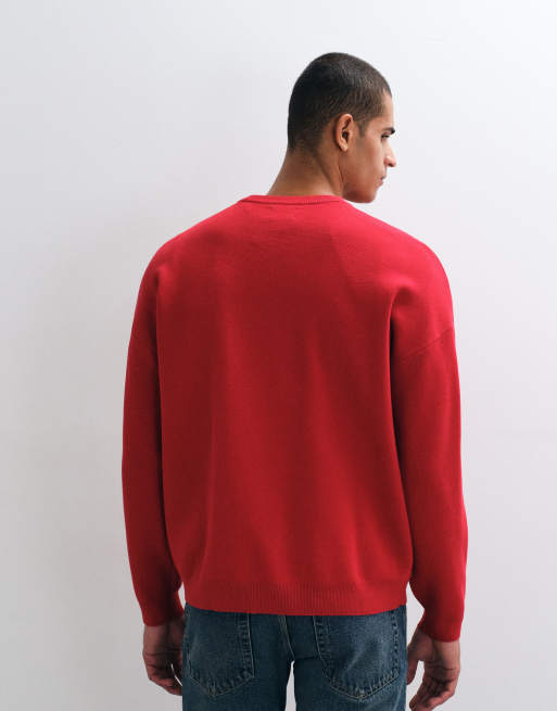 ASOS DESIGN pull oversize en maille compacte rouge, 4 de 5