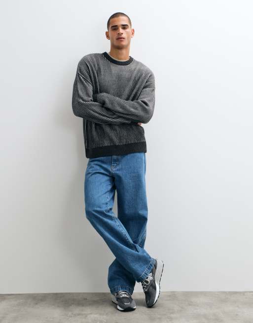 ASOS DESIGN pull oversize en maille côte pêcheur gris anthracite, 4 de 5