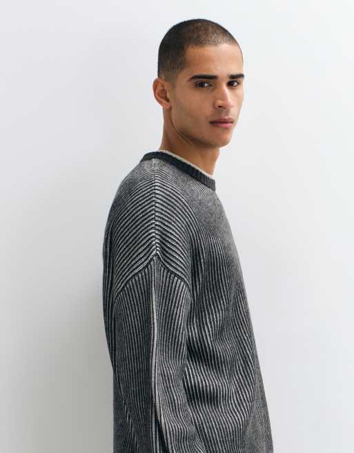 ASOS DESIGN pull oversize en maille côte pêcheur gris anthracite, 5 de 5