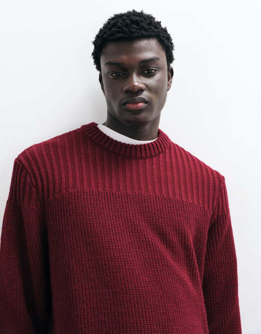 ASOS DESIGN pull oversize en maille côtelée bordeaux, 2 de 5