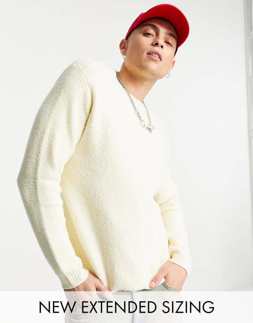 ASOS DESIGN - Pull oversize en maille duveteuse - Blanc