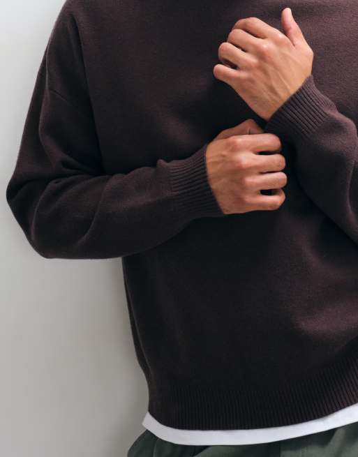 ASOS DESIGN pull oversize en maille marron, 3 de 5