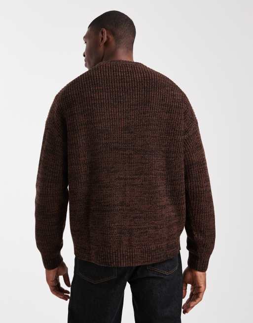 ASOS DESIGN - Pull oversize en maille texturée - Marron torsadé, 3 de 5