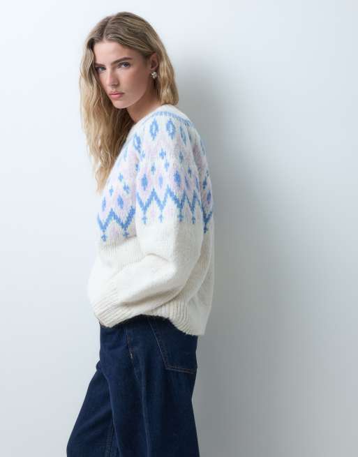 ASOS DESIGN pull oversize épais à motif Fair Isle crème, 2 de 5