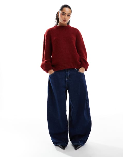 ASOS DESIGN - Pull oversize ras de cou color block - Bordeaux - view 1