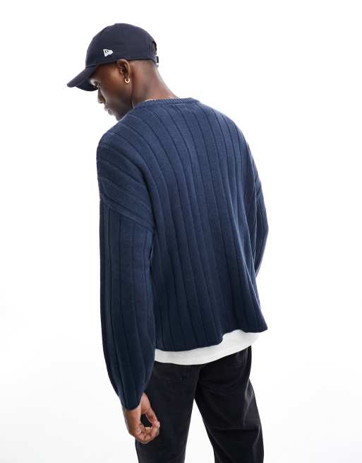 Pull oversize bleu marine hot sale