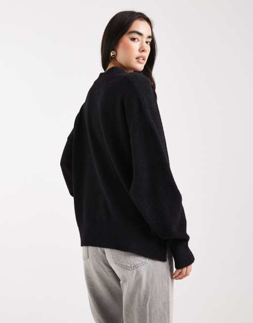 ASOS DESIGN - Pull oversize ultra doux à col V - Noir, 4 de 4