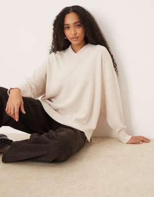 Pull oversize ultra-doux avec col V - Guimauve-Blanc L
