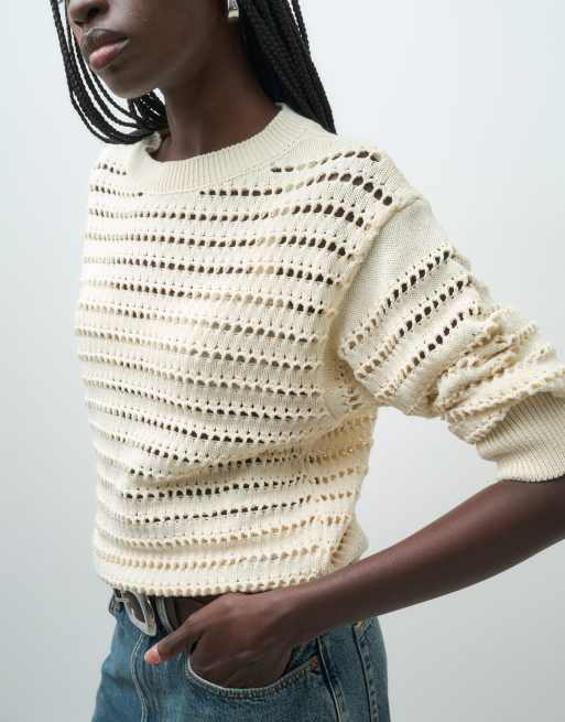 ASOS DESIGN pull pointelle écru, 4 de 4