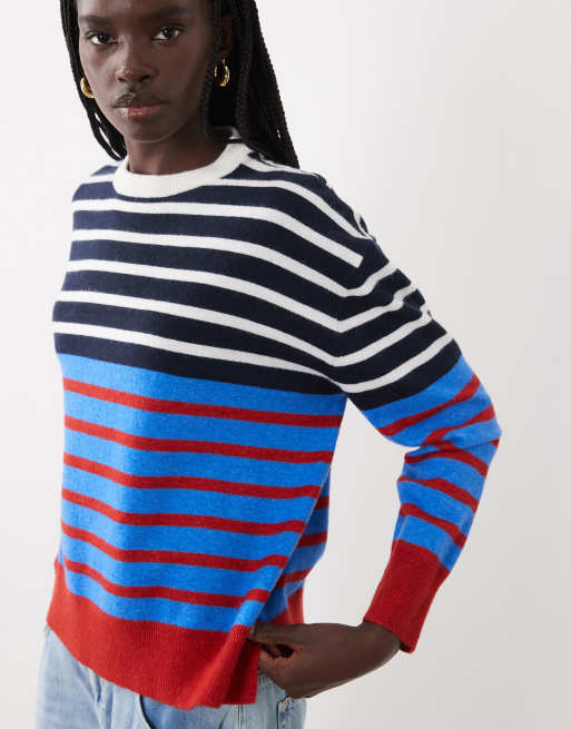 ASOS DESIGN pull ras de cou à rayures bleu marine et crème, 2 de 4