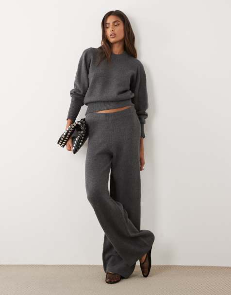 ASOS DESIGN - Pull ras de cou cintré en laine mélangée - Anthracite - view 1