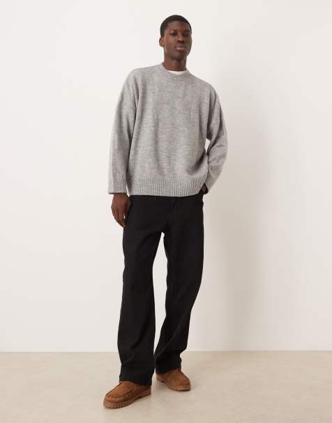 ASOS DESIGN - Pull ras de cou coupe carrée ultra oversize en maille - Gris chiné - view 1