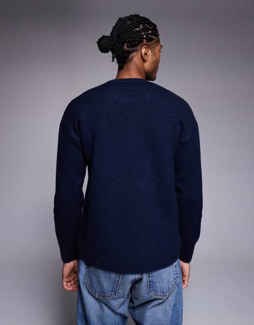ASOS DESIGN - Pull ras de cou décontracté en maille - Bleu marine, 3 de 5