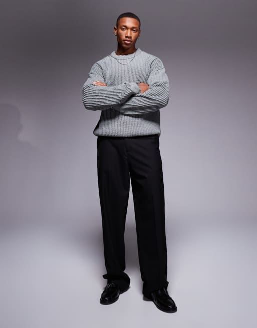ASOS DESIGN - Pull ras de cou décontracté en maille chenille - Gris, 3 de 4