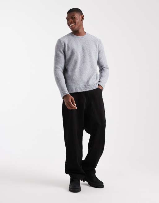 ASOS DESIGN relaxed knit crew neck sweater in heather gray