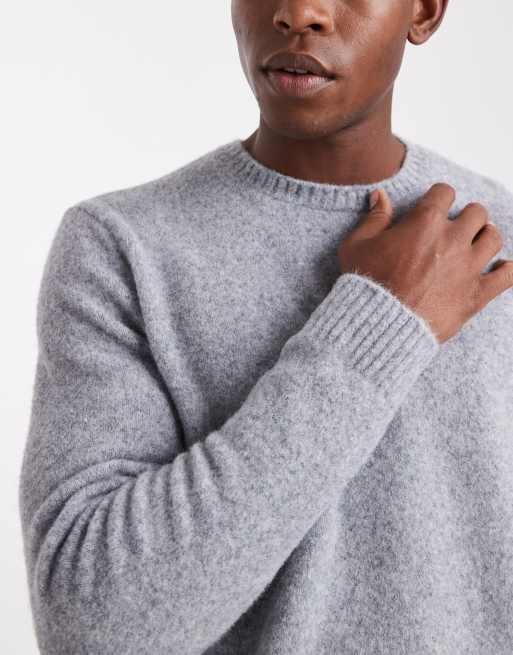 ASOS DESIGN relaxed knit crew neck sweater in heather gray