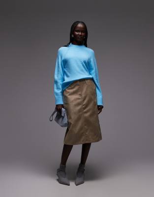 Pull ras de cou en maille à coutures raglan - Bleu M