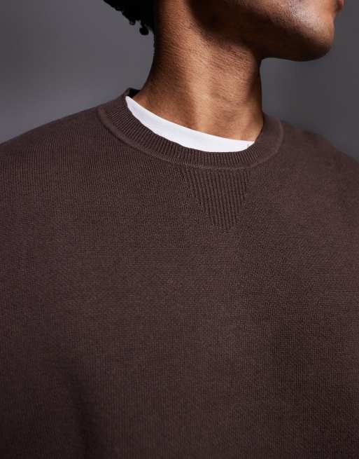 ASOS DESIGN - Pull ras de cou oversize en maille - Marron, 5 de 5