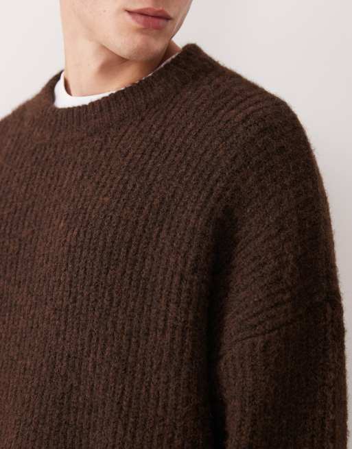 ASOS DESIGN - Pull ras de cou ultra oversize en maille - Marron, 5 de 5