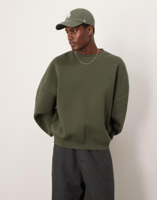 ASOS DESIGN - Pull ras de cou ultra oversize - Kaki foncé - view 1