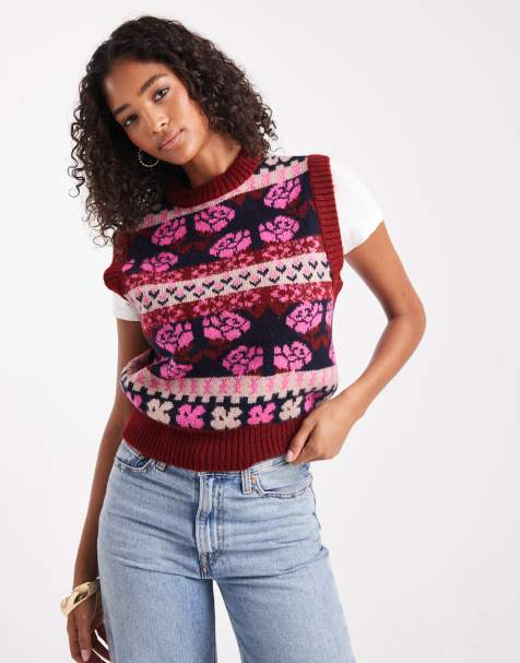 ASOS DESIGN - Pull sans manches à motif fleuri - view 1